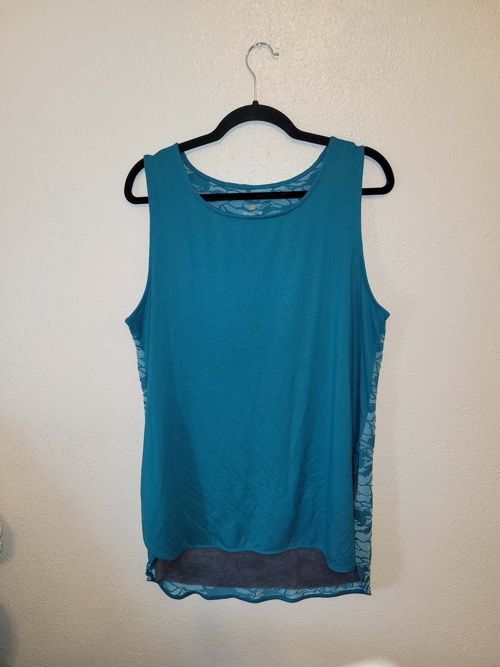 Tangerine Womens Athleisure Teal Burnout Layered Tank Top XL